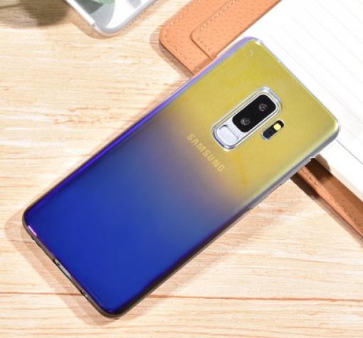 Луксозен твърд гръб за Samsung Galaxy S9 Plus G965 - преливащ / златисто и синьо