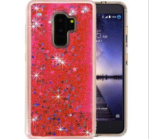 Луксозен твърд гръб 3D за Samsung Galaxy S9 Plus G965 - прозрачен / звездички / розов брокат