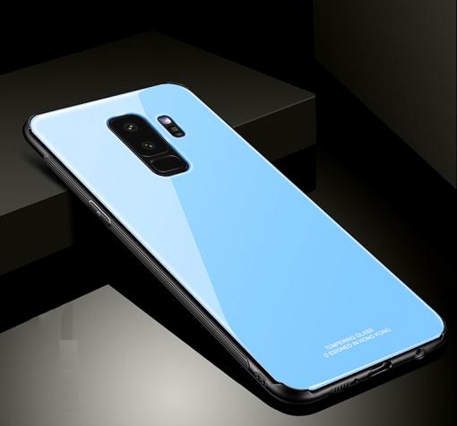 Луксозен стъклен твърд гръб за Samsung Galaxy S9 Plus G965 - син