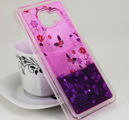 Силиконов калъф / гръб / TPU 3D за Samsung Galaxy A3 2016 A310 - цветя и пеперуди / лилав брокат