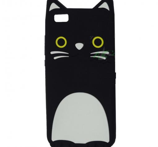 Силиконов калъф / гръб / TPU 3D за Huawei P8 Lite - Kitty / черен