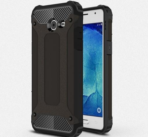 Силиконов гръб TPU Spigen Hybrid с твърда част за Samsung Galaxy J7 2017 J730 - черен