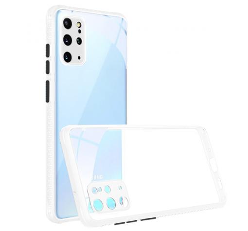 Луксозен твърд калъф / гръб Shockproof за Samsung Galaxy S21 Ultra - прозрачен / бял кант