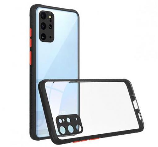 Луксозен твърд калъф / гръб Shockproof за Samsung Galaxy S20 FE - прозрачен / черен кант