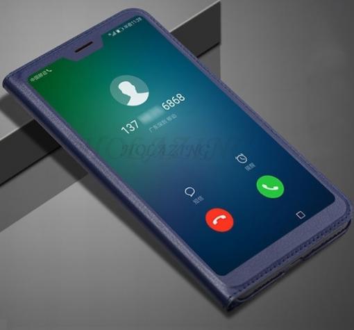 Луксозен кожен калъф Active Flip Cover за Huawei P20 Lite - тъмно син
