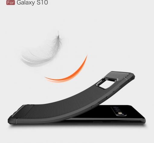 Удароустойчив силиконов калъф за Samsung Galaxy S10 - черен / Carbon — снимка 2