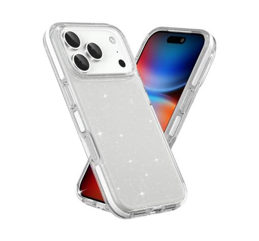 Луксозен силиконов калъф / кейс / Crystal Case TPU за Apple iPhone 17 Pro (6.3) - прозрачен / брокат — снимка 3