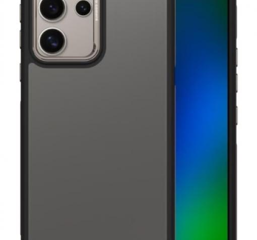 Луксозен гръб / кейс / Crystal Black Case за Samsung Galaxy S24 Ultra - черен мат / сив кант