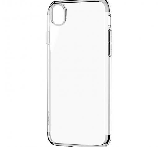 Луксозен твърд гръб Baseus Glitter Case за Apple iPhone X - прозрачен / тъмно сив кант — снимка 2