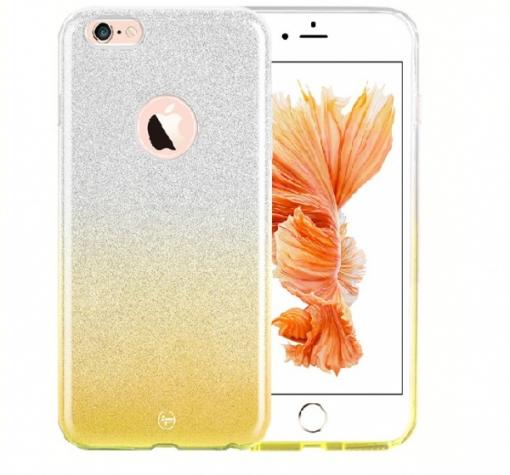 Луксозен силиконов калъф / гръб / TPU ENSIDA Gradient за Apple iPhone 7 - сребристо и златисто / преливащ / брокат