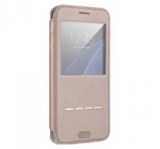 Луксозен калъф Flip тефтер със стойка S-View G-CASE за Samsung Galaxy S7 G930 - златист — снимка 2