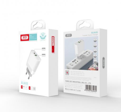 Универсално зарядно / адаптер / XO-L64 220V 18W PD3.0 /USB A + USB Type-C - бяло — снимка 2
