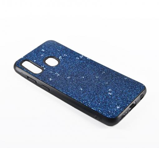 Луксозен силиконов калъф / гръб / TPU Sparking Case за Huawei Y7 2019 - син брокат / черен кант — снимка 2