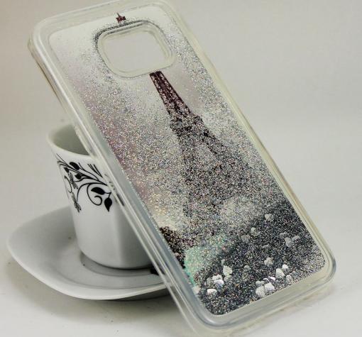 Силиконов калъф / гръб / TPU 3D за Samsung Galaxy S7 Edge G935 - Айфелова кула / сребрист брокат