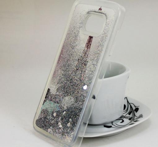 Силиконов калъф / гръб / TPU 3D за Samsung Galaxy S7 Edge G935 - Айфелова кула / сребрист брокат — снимка 2