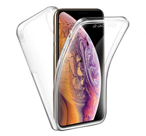 Tвърд гръб 360° със силиконова част за Apple iPhone XS Max - прозрачен