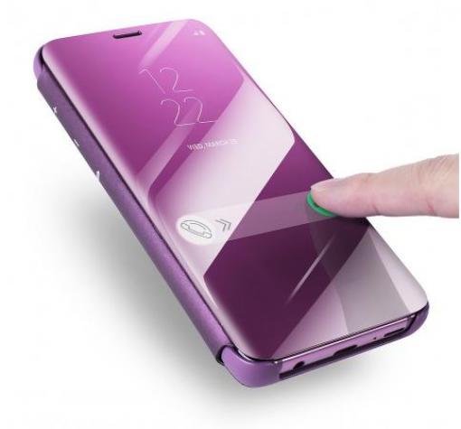 Луксозен калъф Clear View Cover с твърд гръб за Huawei P Smart Z / Y9 Prime 2019 - лилав