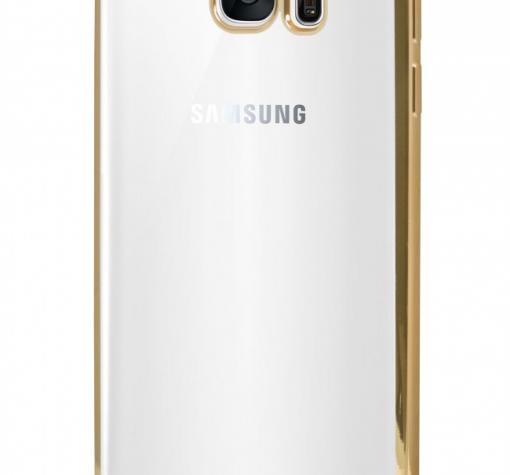 Луксозен силиконов калъф / гръб / TPU TOTU Design Jane Series за Samsung Galaxy S7 G930 - прозрачен / златист кант — снимка 3