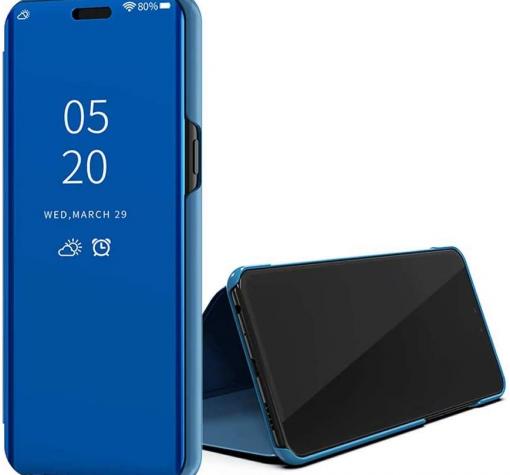 Луксозен калъф Clear View Cover с твърд гръб за Huawei Y6p - син — снимка 3