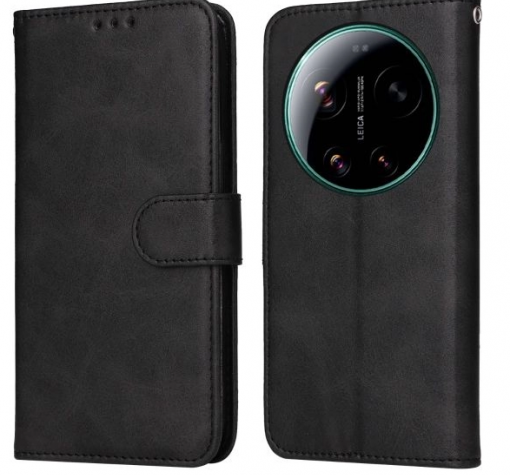 Луксозен кожен калъф Magnet Book със стойка за Xiaomi 17 Ultra - черен