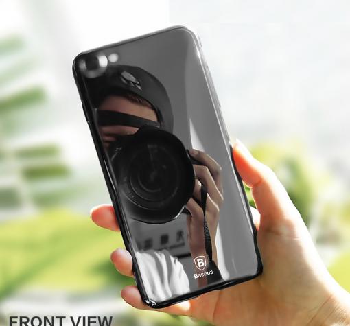 Оригинален гръб Baseus Glass Case за Apple iPhone 7 - тъмно сив / огледален — снимка 2