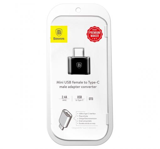 Оригинален преходник Baseus 2.4A OTG /адаптер/ от USB към Type-C - черен — снимка 3
