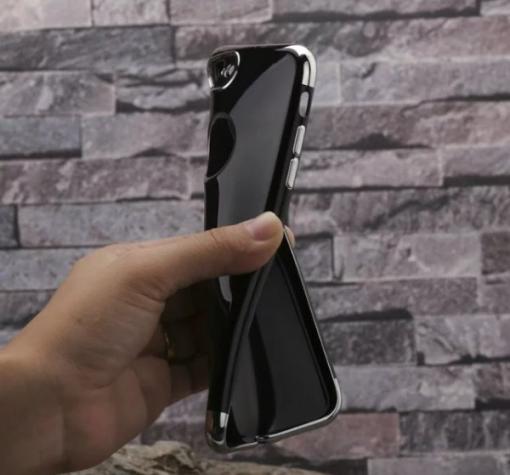 Луксозен силиконов калъф / гръб / TPU Metal Line за Apple iPhone 7 Plus - черен / Rose Gold кант — снимка 2
