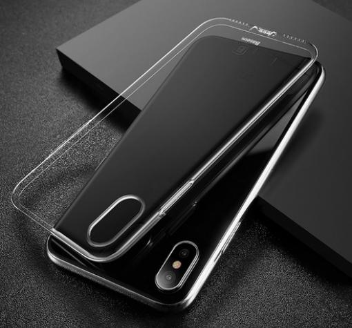 Оригинален силиконов калъф / гръб / TPU Baseus Simple Series Pluggy Case за Apple iPhone X - прозрачен