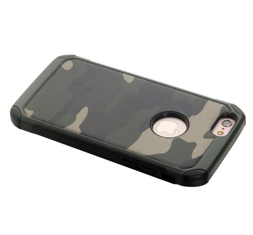 Твърд гръб със силиконов кант Camo Series за Apple iPhone 6 / iPhone 6S - зелен / камуфлаж — снимка 3