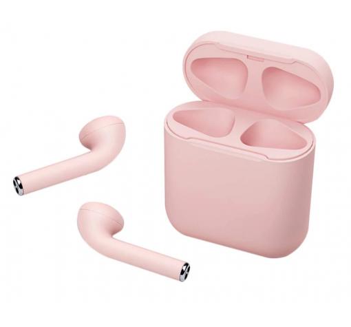 Безжични Bluetooth 5.0 слушалки i12 TWS / In-ear с тъч контрол - розови — снимка 2