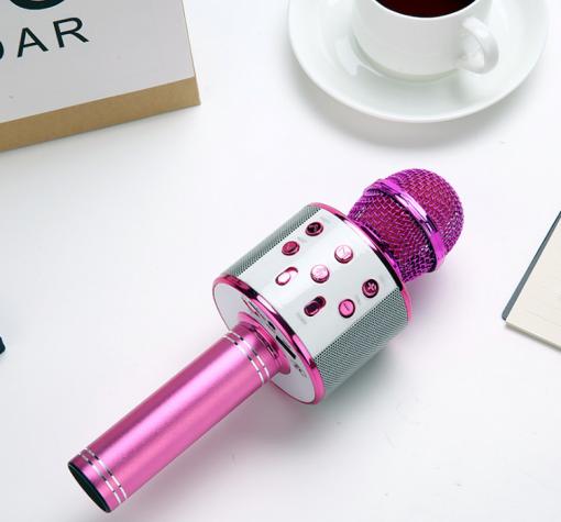 Караоке микрофон с вградени стерео високоговорители / Bluetooth Wireless Microphone Hifi Speaker WS-858 - цикламен — снимка 2