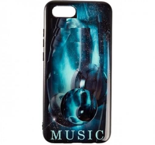 Луксозен силиконов калъф / гръб / TPU с Popsocket за Huawei Y5 2018 - Music / синьо и черно