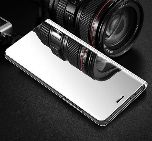 Луксозен калъф Clear View Cover с твърд гръб за Huawei Y5 2018 - сребрист — снимка 2