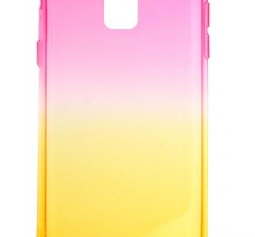 Силиконов калъф / гръб / TPU за Samsung Galaxy A8 2018 A530F - розово и жълто / преливащ