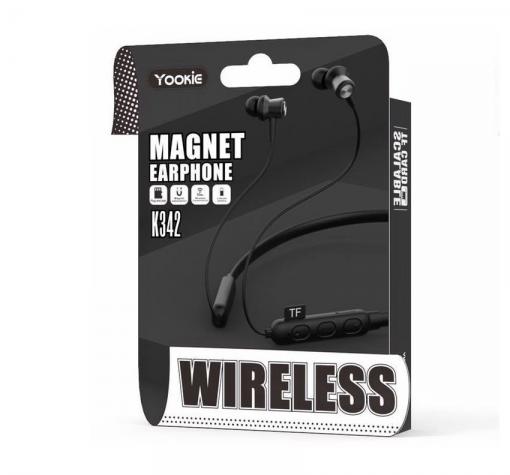 Магнитни Bluetooth Handsfree / Стерео слушалки Yookie SPORT Magnet K342 - черни — снимка 2