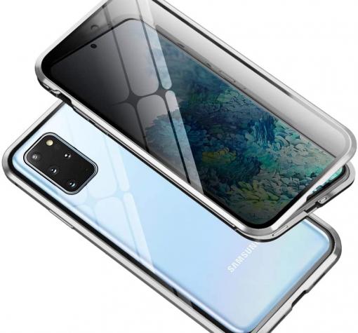 Магнитен калъф Bumper Case 360° FULL за Samsung Galaxy S20 Plus - прозрачен / сребриста рамка