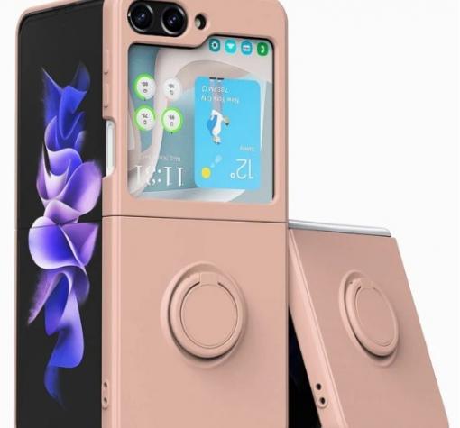 Силиконов твърд гръб TPU кейс / Case Magnetic Finger Ring Car Holder за Samsung Galaxy Z Flip 5 - телесен