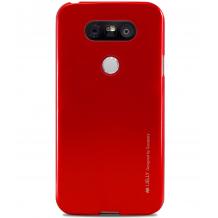 Луксозен силиконов калъф / гръб / TPU MERCURY i-Jelly Case Metallic Finish за LG G5 - червен