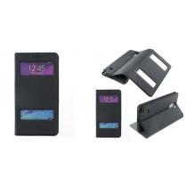 Кожен калъф Flip Cover S-View тип тефтер Puloka SS Case за Samsung Galaxy Note 4 N910 / Samsung Note 4 - черен със стойка