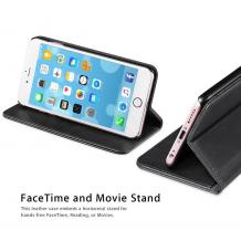 Кожен калъф Flip тефтер Flexi Magnet Book със стойка за Apple iPhone 7 Plus / iPhone 8 Plus - черен