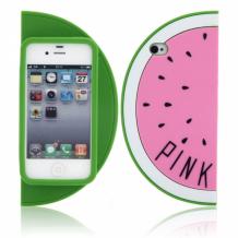 Силиконов калъф / гръб / TPU 3D за Apple iPhone 4 / iPhone 4S - Watermelon / розова диня