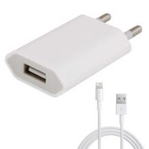 Зарядно устройство 220V за Apple iPhone 5 / iPhone 5S / iPhone 5C / iPhone 6 / iPhone 6S Plus / iPhone 7 + USB кабел