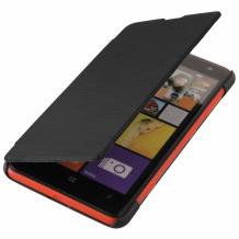Ултра тънък кожен калъф Flip тефтер за Nokia Lumia 625 - черен