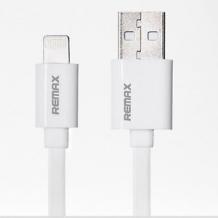 USB кабел REMAX за Apple iPhone 5 / iPhone 5S / iPone 6 / iPhone 6 plus / iPod Touch 5 / iPhone 5C / iPod Nano 7 - бял / плосък