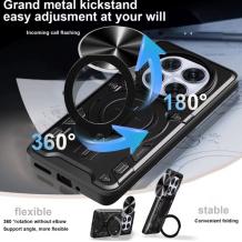 Удароустойчив гръб TPU кейс Slide Camera Case Magnetic Finger Ring Car Holder за Xiaomi Redmi Note 14 Pro - розов
