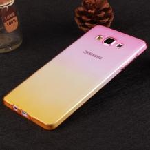 Силиконов калъф / гръб / TPU за Samsung Galaxy J3 2016 J320 - розово и жълто / преливащ