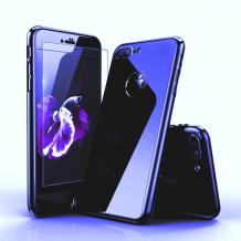Луксозен твърд гръб 360° FULL за Apple iPhone 7 Plus / iPhone 8 Plus - тъмно син / огледален / лице и гръб