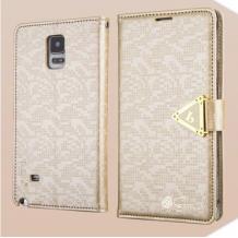 Луксозен кожен калъф Flip тефтер със стойка Leiers Eternal Series за Samsung Galaxy Note 4 N910 / Samsung Note 4 - бежов