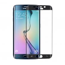 Скрийн протектор извит ТПУ / мек / удароустойчив Full Screen за Samsung Galaxy S6 Edge+ G928 / S6 Edge Plus G928 - Black / черен