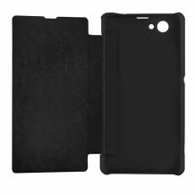 Кожен калъф Flip Cover за Sony Xperia Z1 Compact - черен